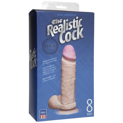 Doc Johnson The Realistic Cock 8 inch White - фаллоимитатор, 20.5х5.1 см (телесный)