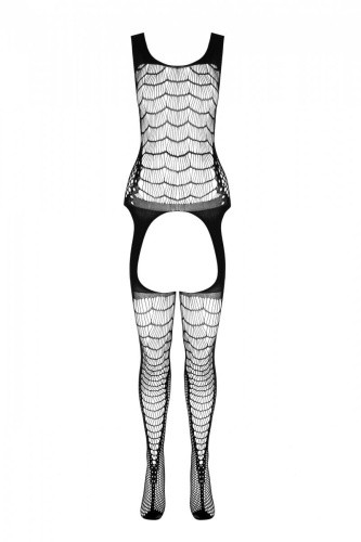 Casmir CA007 - Сетчатый бодистокинг с двойным плетением и подвязками, S-L (чёрный) - sex-shop.ua