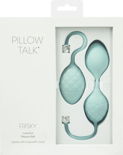 Pillow Talk Frisky Teal - розкішні вагінальні кульки із кристалом, 3,2 см.