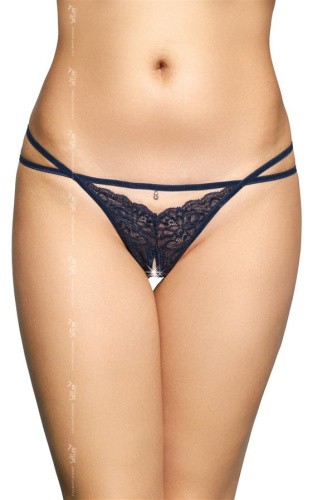 SoftLine G-String 2496 - Кружевные стринги с доступом, S/M (синий)
