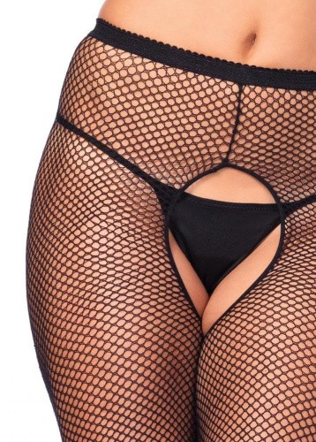 Leg Avenue - Колготки в сітку з вирізом, Q (чорний) - купити в Україні | Секс шоп SEX-SHOP.ua