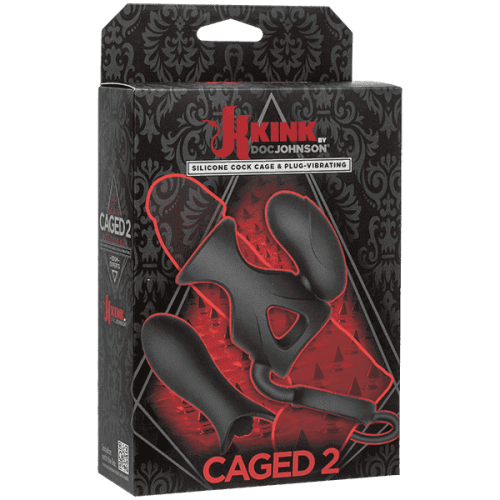 Seven Creations Vibrо Cock Cage Dual Bullets - насадка + анальный плаг, (черный)