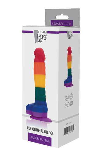 Dream Toys Colourful Love Dildo - Фаллоимитатор, 20х3,8 см (радужный) - sex-shop.ua