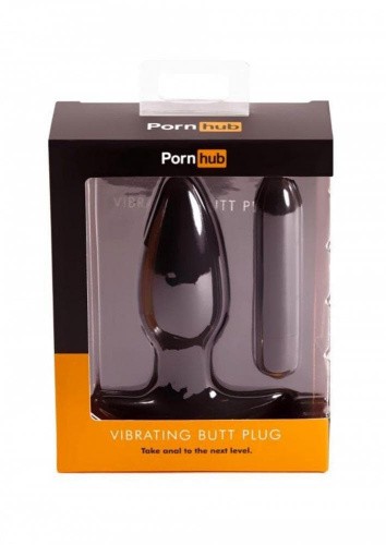 Pornhub Vibrating Butt Plug - анальная пробка с вибрацией, 14,5х3,5 см (чёрный)