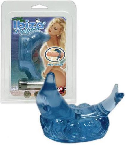 Orion Dolphin Ring - виброкольцо с дельфином, 8х1 см (голубой) - sex-shop.ua