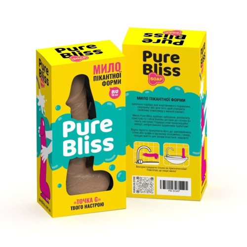 Pure Bliss Big - Крафтовое мыло-член с присоской, 18х4.2 см (коричневый) - sex-shop.ua