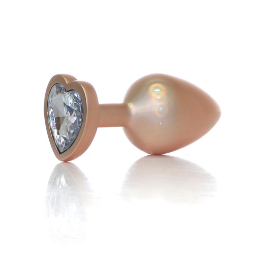 Металлическая анальная пробка Boys of Toys Jewellery Pearl Gold Plug - размер S