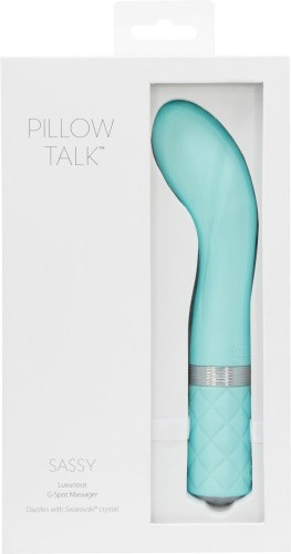 Pillow Talk - Sassy Teal - Роскошный вибратор с кристаллом Сваровски для точки G,12.8х3.8 см. (голубой) - sex-shop.ua
