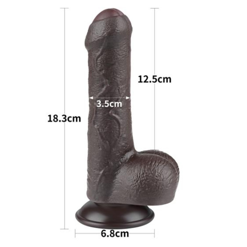 LoveToy Sliding-Skin Dual Layer Dong 7" - Фаллоимитатор, 18,3 см (черный)