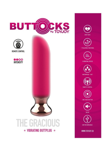 TOYJOY Gracious Buttplug - Анальная вибропробка, 12 см (фуксия)