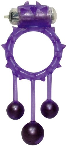 You2Toys Vibrating King Dingeling Cock Ring - виброкольцо с шариками, 9х2.5 см (фиолетовый) - sex-shop.ua