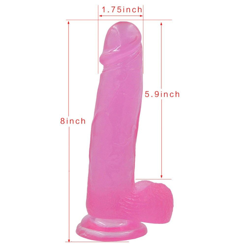 LoveToy Jelly Studs Crystal Dildo, Large - Фалоімітатор з мошонкою, 20 см (рожевий) - купити в Україні | Секс шоп SEX-SHOP.ua