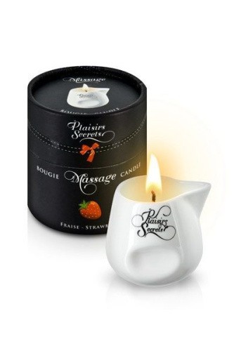 Plaisir Secret Strawberry - Массажная свеча с ароматом клубники в подарочной упаковке, 80 мл - sex-shop.ua