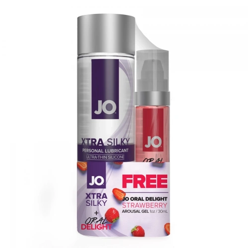 System JO GWP: Xtra Silky Silicone 120 мл + Oral Delight Strawberry 30 мл - Набор лубрикантов - sex-shop.ua