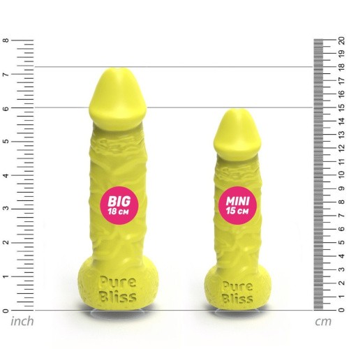 Pure Bliss Big - Крафтове мило-член з присоскою, 18х4.2 см (жовтий)