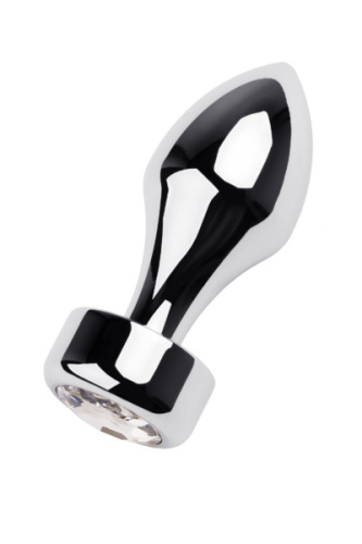 Silver anal plug TOYFA Metal - срібляста анальна пробка із кристалом, 8.2х3.8 см (прозорий) - купити в Україні | Секс шоп SEX-SHOP.ua