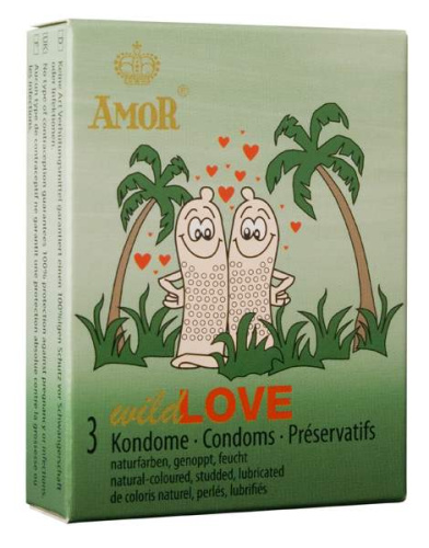 Amor Wild Love - Рельефные презервативы, 3 шт - sex-shop.ua