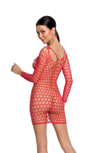 Passion BS093 - Облягаюча сукня з великої сітки, S-L (червоний)