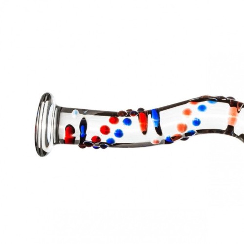 Gildo Glass Dildo No.3 - Стеклянный дилдо с изгибами и рисунком, 18.5х3.5 см