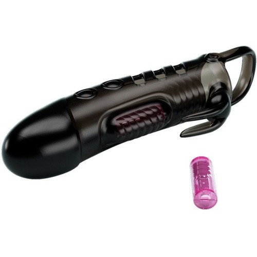 LyBaile Pretty Love Sloane Vibro Penis Sleeve - Насадка на член +2.5 см (чорна) - купити в Україні | Секс шоп SEX-SHOP.ua