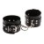 sLash Leather Rastraints Hand Cuffs - кожаные БДСМ наручники с двумя рядами заклёпок, 25 см (чёрный) - sex-shop.ua