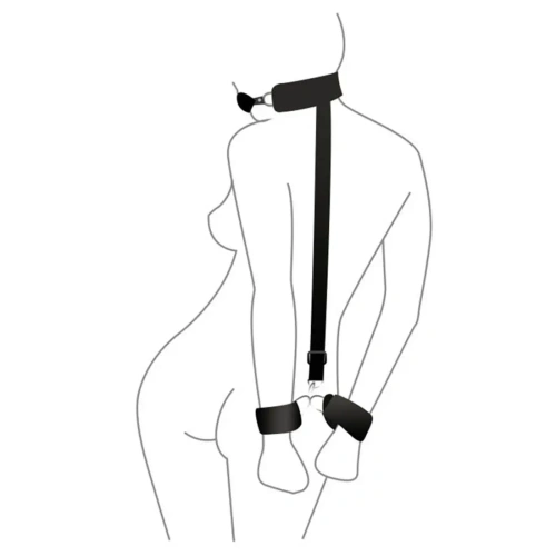 Art of Sex - Handcuffed Gag - Кляп с пластиковым шариком и наручниками, черный - sex-shop.ua