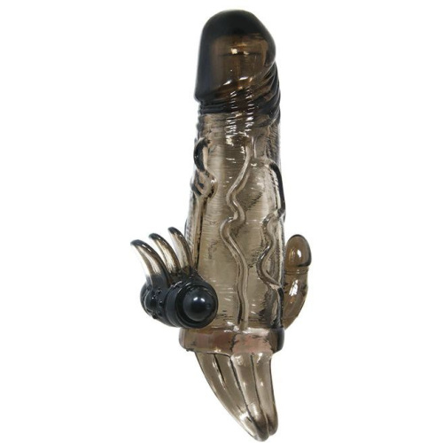 LyBaile Brave Men Vibro Penis Sleeve Black - Удлиняющая насадка с вибрацией, 14.7х3.7 см