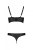 Passion Malwia Bikini - Комплект з еко-шкіри: з люверсами та ремінцями, бра та трусики, S/M (чорний)