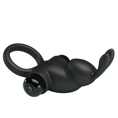 Pretty Love Vibro Penis Ring Rabbit I - Эрекционное кольцо с вибрацией, 11.3х2.8 см (черный)