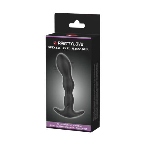 Pretty Love - Special Anal Massager - Анальная пробка с вибрацией, 13х3.3 см (чёрный)