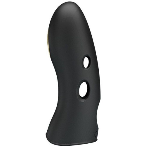 LyBaile Pretty Love Miraco Electric Vibrator Black - Вибронасадка на палец с электростимуляцией и золотом 18К, 10.5х3 см (чёрный)