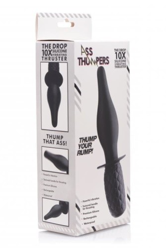 Ass Thumpers The Drop 10x Silicone Vibrating Thruster - анальный вибратор с рукояткой, 19.7 см (черный) - sex-shop.ua