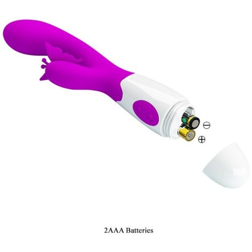Pretty Love Butterfly Kiss Vibrator - Вибратор с клиторальным отростком в виде бабочки, 19.9х3.1 см