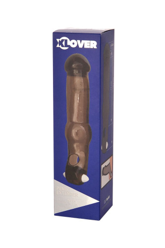 Toyfa XLover - Насадка-увеличитель для пениса с виброэлементом, 19,4 см (черный прозрачный)