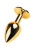 Metal by TOYFA Gold anal plug - золотистая анальная пробка с кристаллом, 9х4 см (синий)