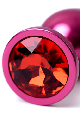 Metal By Toyfa червона металева анальна пробка з рубіновим кристалом, 8.2х3.4 см