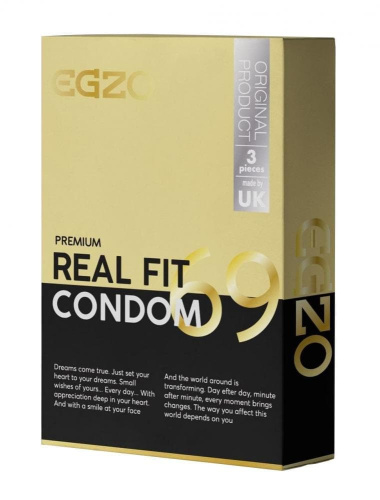 EGZO Real Fit - анатомические облегающие презервативы, 3 шт - sex-shop.ua