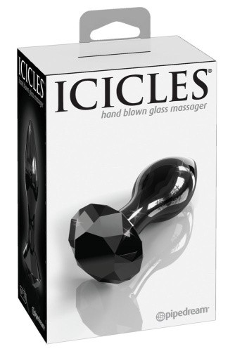 Pipedream Icicles N 78 - стеклянная анальная пробка, 7,3х3 см (черный)