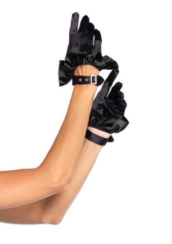 Leg Avenue LEG2028 - коротенькие перчатки с пряжкой, (черный) - sex-shop.ua