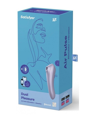 Satisfyer Dual Pleasure - Смарт вібратор і вакуумний стимулятор 2 в 1, 18х4.9 см (бузковий)
