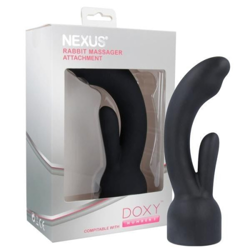 Doxy Number 3 Nexus Rabbit Massager - Насадка для вибромассажера, 14х4 см (чёрный) - sex-shop.ua