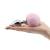 LoveToy Pompon Metal Plug Small - маленька срібляста анальна пробка з хвостиком, 7х2.8 см (рожевий)