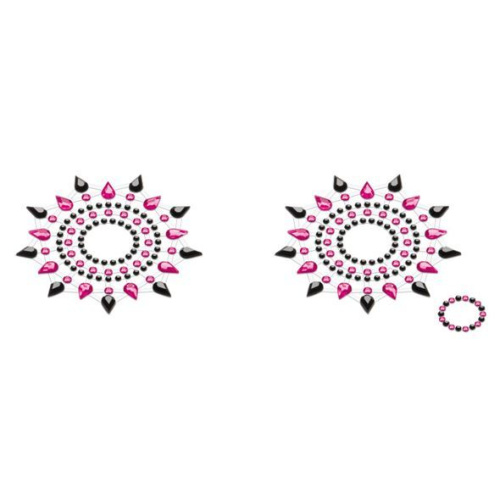 Petits Joujoux Gloria set of 2 Black/Pink - пэстис из кристаллов, украшение на грудь, (чёрный) - sex-shop.ua