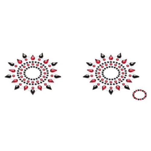 Petits Joujoux Gloria set of 2 Black/Red - пестис із кристалів, прикраса на груди, (чорний/червоний)