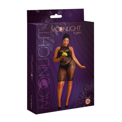 Moonlight Plus Model 06 Black - эротическое ажурное мини-платье, XL/XXXL (чёрный) - sex-shop.ua