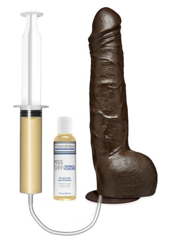 Фаллоимитатор с эффектом мочеиспускания Squirting TitanMen Piss Off, 20х5 см (шоколадный) - sex-shop.ua