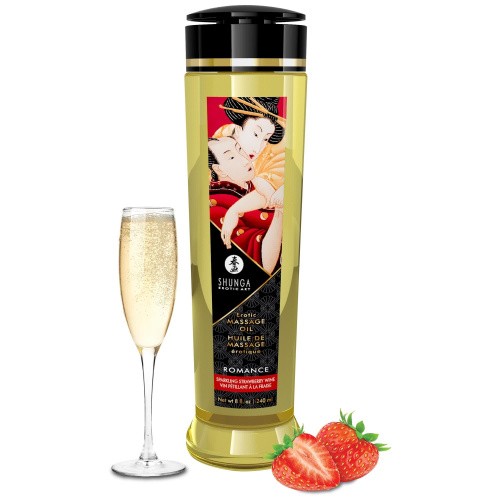 Shunga Erotic Massage Oil Sparkling Strawberry Wine-масажне масло з ароматом полуниці і шампанського, 240 мл