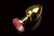 Пикантные Штучки - Малая золотистая анальная пробка с кристаллом, 7,5х2,5 см (рубиновый) - sex-shop.ua