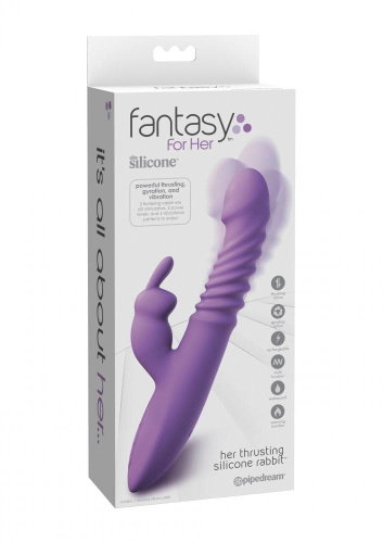 Fantasy For Her Her Thrusting Silicone Rabbit - вибратор кролик с подогревом, толчками и вибрацией, 13.3х3.6 см