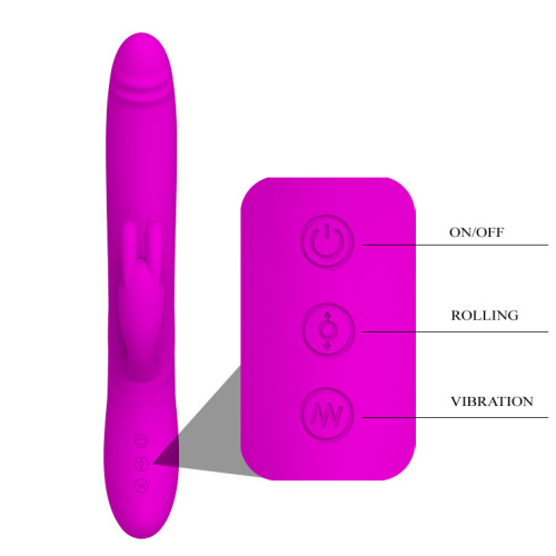 Pretty Love Byron Vibrator Purple - Вибратор-кролик с шариками внутри, 25х4 см (фиолетовый)